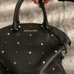 MK satchel with gold studs